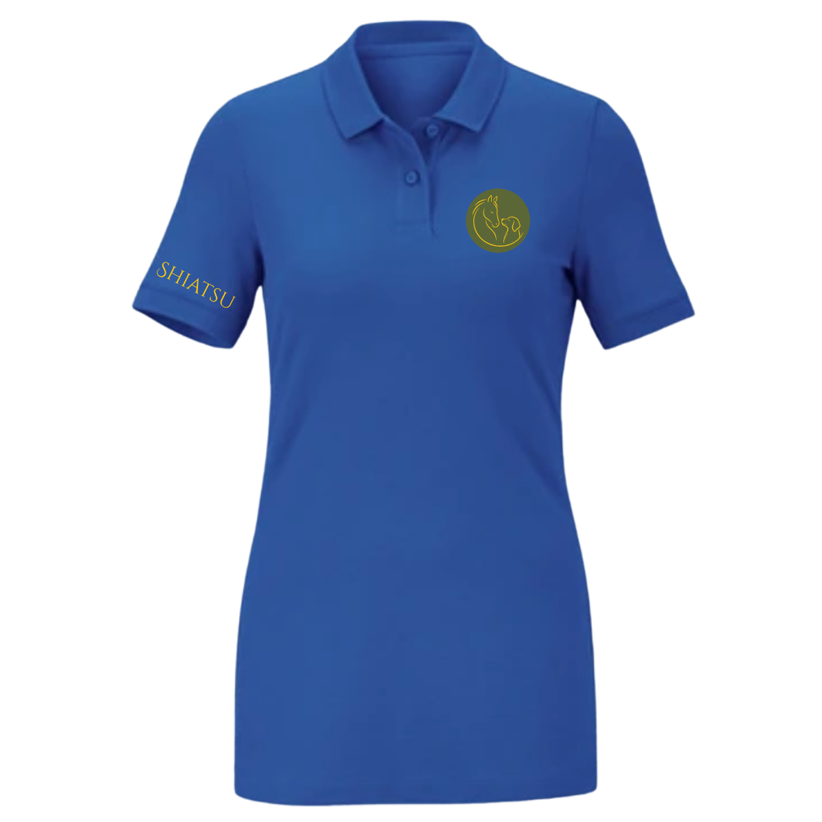 Besticktes Poloshirt, enzianblau